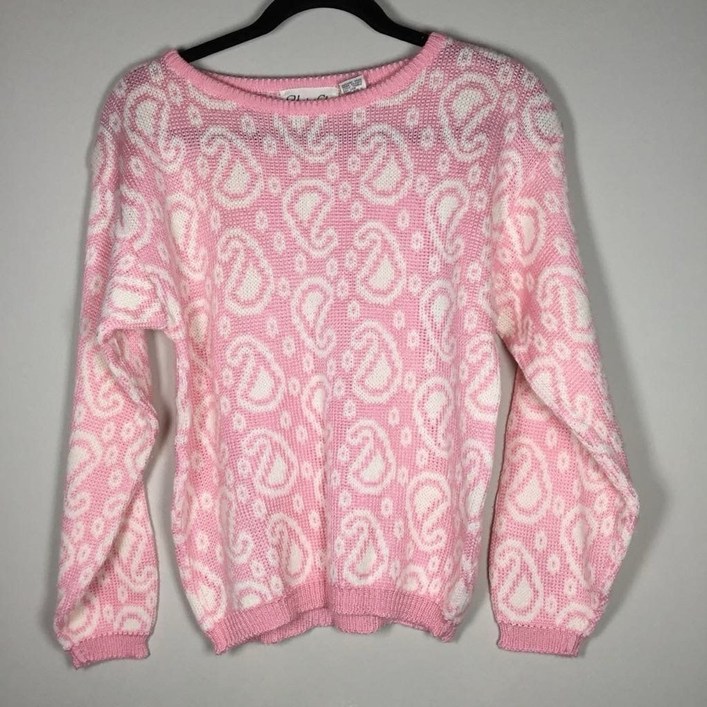 Vintage 90s Pink‎ Fairy Kei Cottagecore Cabincore Preppy Fall Autumn Sweater M